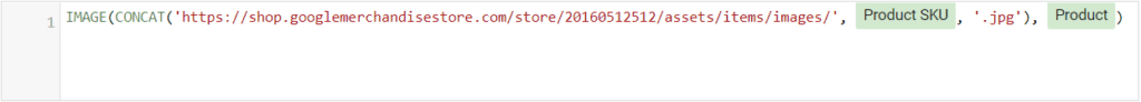 IMAGE data studio functions syntax with CONCAT inside