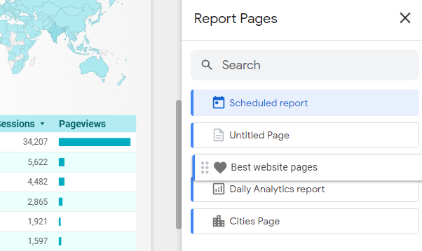 page and report navigation