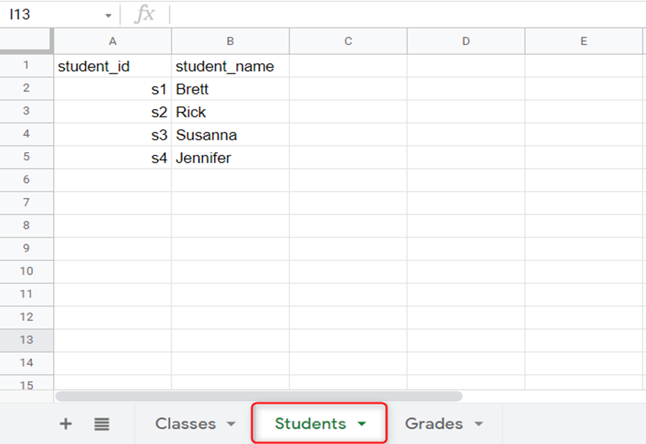 student name and id