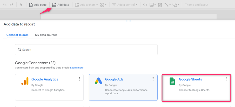 google sheets data source