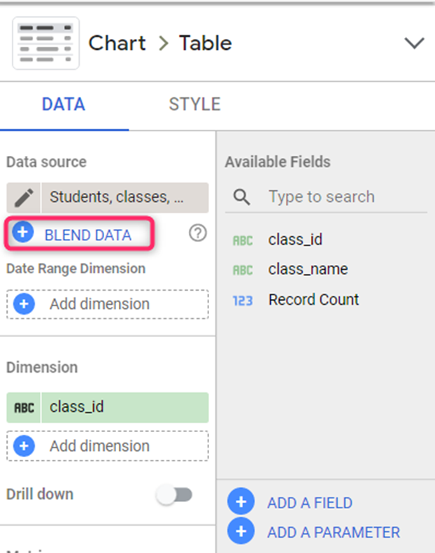 blend data highlighted